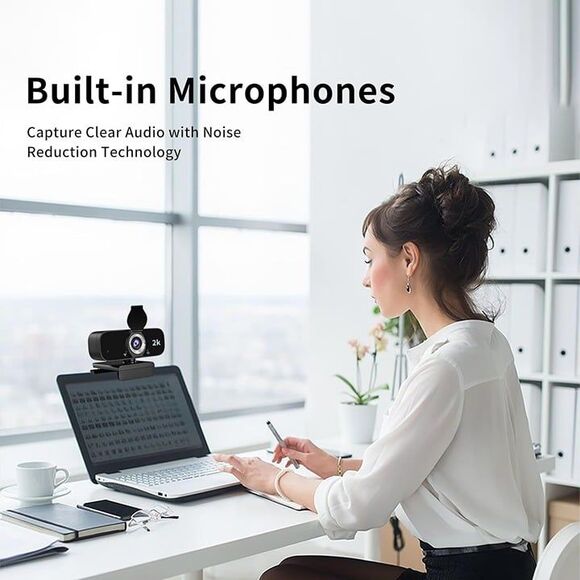 PC Webcam for Laptop, Desktop Computer, USB (2K-QS) - Picture 3 of 9